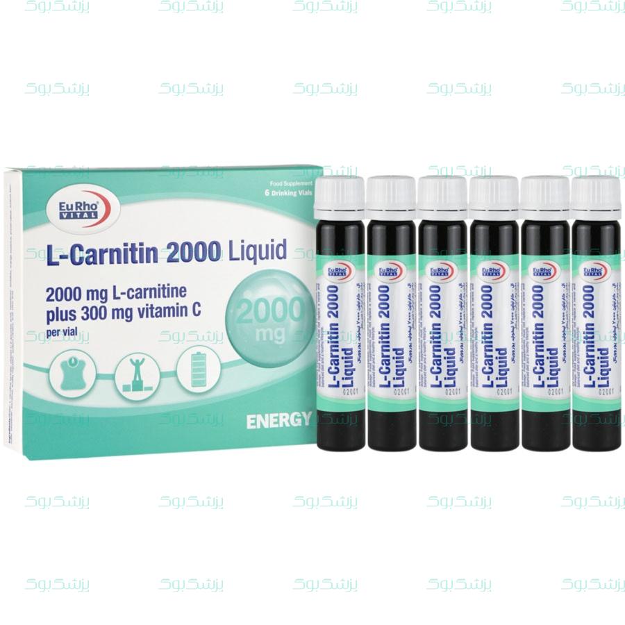 ویال خوراکی ال کارنیتین 2000 لیکوئید ویتامین سی 200  یوروویتال 6 عدد